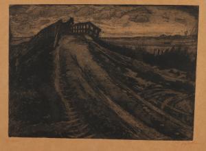 DIJKSTRA Johan 1896-1978,Landscape with sandy path and wooden bridge,Twents Veilinghuis 2021-04-08