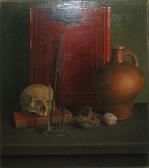 DILLEN JOZEF,Nature morte au crâne, rose et pavot,1980,Campo & Campo BE 2012-03-06