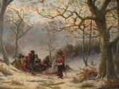 DILLENS Albert 1844-1915,Soldiers/Hunters by a Campfire,Litchfield US 2009-04-29