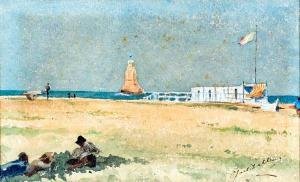 DILLENS Juliaan 1849-1904,Scorcio di una spiaggia belga,Casa d'Aste Arcadia IT 2021-06-09