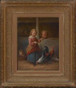 DILLENS,Kinder beim Hühnerfüttern,1860,Neumeister DE 2011-10-19