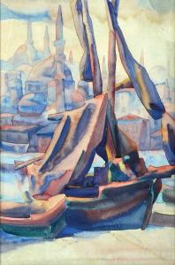 DIMITROV Vladimir 1900-1948,Istanbul Port,1926,Tiroche IL 2017-01-28
