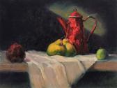 DINAN John 1947,Still Life - Red Coffee Pot and Pears,Morgan O'Driscoll IE 2011-10-17