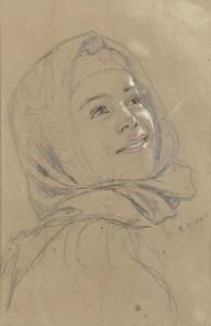 DINET Etienne Alphonse 1861-1929,Jeune Fille AlgÉrienne Souriant,Sotheby's GB 2006-10-19