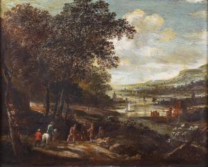 DIONIJS VERBURGH 1655-1722,Chemin forestier longeant une rivière,Chayette et Cheval FR 2015-11-23