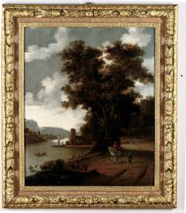 DIONIJS VERBURGH 1655-1722,Paesaggio con viandanti,Cambi IT 2019-10-23