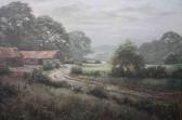 DIPNALL David 1941,a countryside farm landscape with cattle sheds,Criterion GB 2022-03-30
