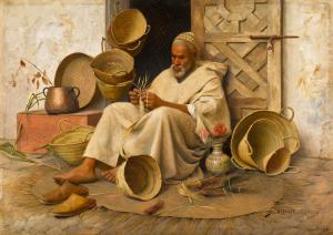 DISCART Jean Baptiste 1856-1944,The Basket Weaver, Tangier,Sotheby's GB 2023-04-25