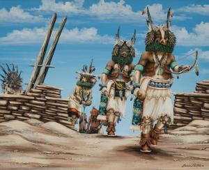 DISHTA DUANE 1946-2011,Kachina Figures Crossing a Wall,Abell A.N. US 2024-04-04