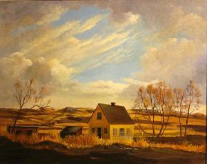 Diteman Hall 1925-2009,Farmhouse on a prairie; Snow-covered hills (2),1959,Bonhams GB 2008-07-20