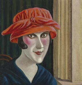 DIX Otto 1891-1969,Frau mit rotem Hut,1921,Christie's GB 2024-03-08