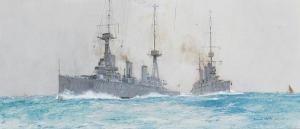 DIXON Charles Edward,'Bound North' - the battlecruisers H.M.S.'Indefati,1912,Bonhams 2008-09-16