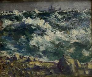 DIXON Dudley 1900,Fishing Boat in Stormy Seas,1929,David Duggleby Limited GB 2021-04-16