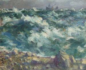 DIXON Dudley 1900,fishing boat on stormy seas.,1929,Bonhams GB 2006-05-23
