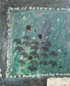 DIXON James 1887-1970,Flock of Choughs resting in a Field on Tory Island,1969,David Lay 2021-12-07