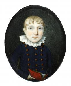 DIXON John J. A 1888,A portrait miniature of a Young Boy holding a book,Bonhams GB 2014-12-03
