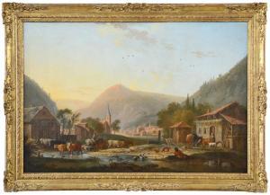 DIZIANI Antonio, Lo Zoppo 1737-1797,Paesaggio fluviale con cittadina e figure,Meeting Art 2023-05-13