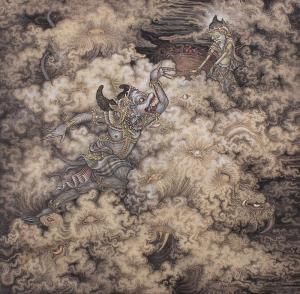 DJUMU I Wayan 1959,Anoman tempera on canvas 65 x 65 cm,Sidharta ID 2018-05-27