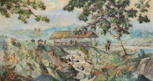 DJUPRIJANY S. 1929-2019,Pemandangan di Daerah Tjibinong,1966,Sidharta ID 2019-08-03