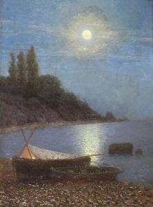 DMITRIEFF B,Barque au lever de lune,1911,Saint Germain en Laye encheres-F. Laurent FR 2016-12-18