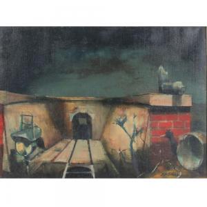 DOBBS John Barnes 1931-2011,"New Jersey Landscape" with railroad tunnel,Ripley Auctions 2022-06-04