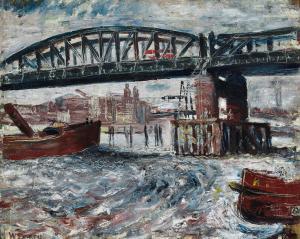 DOBELL William 1899-1970,Temporary Bridge over Thames,1936,Menzies Art Brands AU 2024-03-27