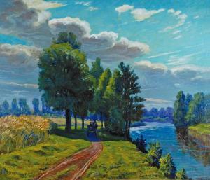 DOBRIAK Michal 1904-2001,Pejzaż z rzeką,Rempex PL 2014-09-24