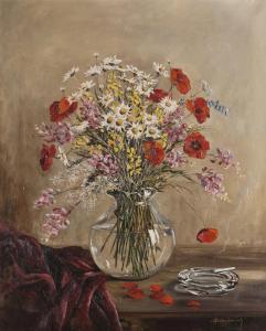 DOBRILOVICH Ines 1898-1974,VASE WITH DAISIES AND POPPIES,Babuino IT 2016-05-24