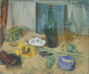 DOBRINSKY Isaac 1891-1973,Nature morte avec bouteille et tournesol,1920,Christie's GB 2018-06-21