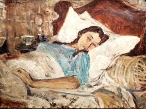 DOBRINSKY Isaac 1891-1973,The blue nightgown (Madame Mondelbaum),1930,Matsa IL 2024-03-27