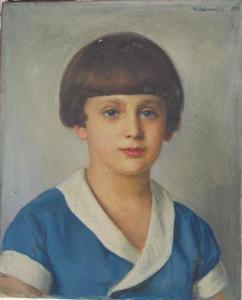DOBROWOLSKI Waclaw 1890-1969,Portret dziecka w niebieskiej bluzce,1933,Rynek Sztuki PL 2009-09-20