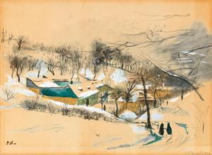 DOBROWSKY Josef 1889-1964,A village in winter,1924,Palais Dorotheum AT 2024-03-14