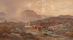 DOBSON Robert 1860-1901,Landschaft mit Viehherde von einem Pferdekarren ge,Mehlis DE 2018-08-23