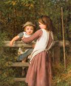 DOBSON William Charles THOMAS 1817-1898,Kinder über einen Zaun kletternd,1891,Schuler CH 2017-09-18