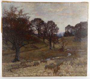 DOCHARTY Alexander Brownlie 1862-1940,sheep in moonlit landscape,Burstow and Hewett GB 2023-01-25