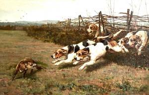 DODD Arthur Charles 1878-1890,A hunting scene, depicting hounds foll,Batemans Auctioneers & Valuers 2021-07-03