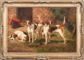 DODD Arthur Charles 1878-1890,Waiting for the Master, four hounds,Gilding's GB 2017-09-05