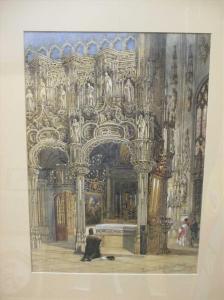 DODD Joseph Josiah 1809-1880,Screen and altar Dirmude Church, Belgium,1884,Cheffins GB 2020-07-09