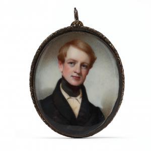 DODGE John Wood 1807-1893,Portrait Miniature of a Blond Gentleman,1840,Leland Little US 2024-03-15