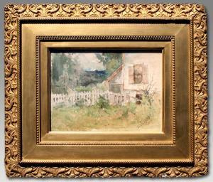 DODGSHUN Anna Van Cleef,Old Picket Fence in a Landscape,1889,Burchard US 2010-01-24