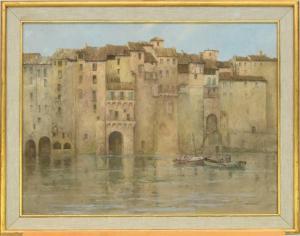 DODS WITHERS Isobelle Ann 1876-1939,Continental Scene with Waterside Buildings,Halls GB 2021-08-04