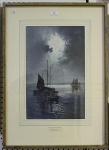 DODS WITHERS Isobelle Ann 1876-1939,Moonlit Maritime Scene with Fis,19/20th century,Tooveys Auction 2019-01-23