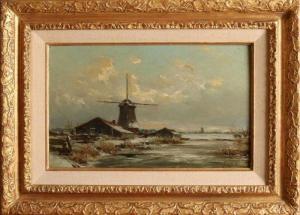 DOELEMAN Johan Hendrik,Dutch winter scene with mills and figures.,Twents Veilinghuis 2019-06-28