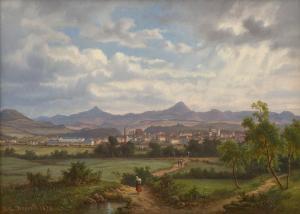 DOERELL Ernst Gustav 1832-1877,Blick auf Teplitz in Nordböhmen,1872,Galerie Bassenge DE 2020-11-25
