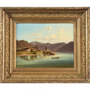 DOERELL Ernst Gustav 1832-1877,Paysage lacustre, sans doute en Suisse,1868,Herbette FR 2021-06-27
