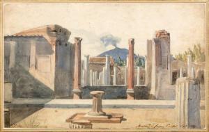 DOERR Charles Augustin V 1815-1894,Vue de la maison du Faune à Pompeï,Beaussant-Lefèvre 2018-01-31