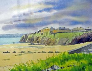 DOHERTY Maire,The Waterford Coast with beach in foreground and b,Fonsie Mealy Auctioneers 2014-02-18