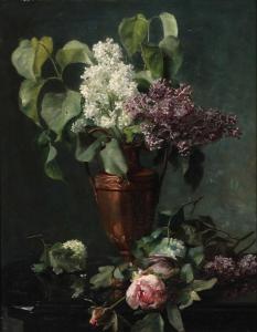 DOHLMANN Augusta 1847-1914,Still life with lilacs in a copper vase,Bruun Rasmussen DK 2024-03-11