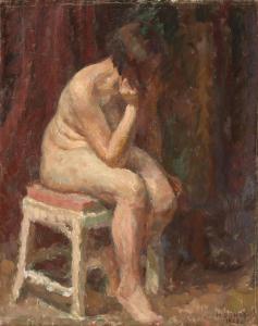 DOHM Heinrich 1875-1940,Sitting female nude,1928,Bruun Rasmussen DK 2019-03-11