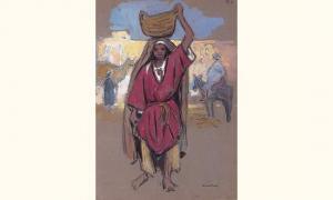 DOIGNEAU Edouard 1865-1954," Jeune femme de Marrakech portant un panier ".,Gros-Delettrez 2004-12-13